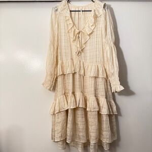 Anthropologie Long-Sleeve Sheer Ruffled Tunic Dress